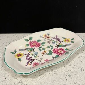 1950s JAMES KENT Old Foley Chinese Rose Hand Painted Floral Rectangular Plate